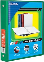 BAZIC 1. 5&#34; Green 3-Ring View Binder w/2-Pockets