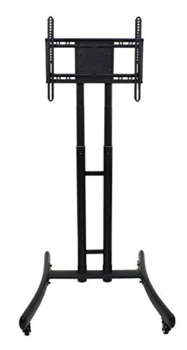 Adjustable-Height Rolling TV Stand - Black