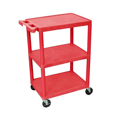 Utility Cart - 3 Shelves Structural Foam Plastic - Red