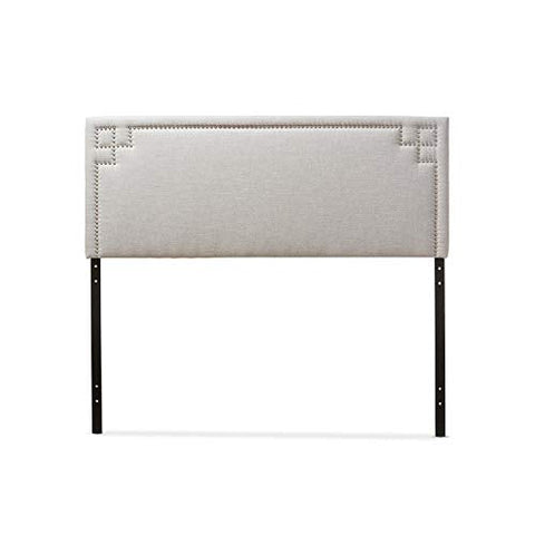 Baxton Studio Geneva Modern and Contemporary Grayish Beige Fabric Upholstered Full Size Headboard