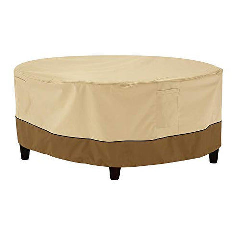 Classic Accessories Veranda Water-Resistant 34 Inch Round Patio Ottoman/Coffee Table Cover, Outdoor Ottoman Cover