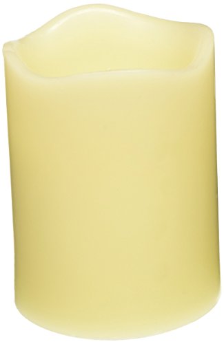Flipo Pacific Accents Ivory Melted Wax 3-Inch by 4-Inch Pillar Candle with 4-Hour and 8-Hour Timer