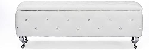 Baxton Studio Seine Contemporary Storage Ottoman, White