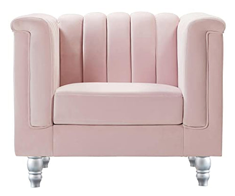Sunset Pink Vertical Channel Quilted Accent Chair