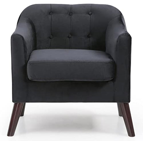 Ventura Black Velvet Button Tufted Accent Chair