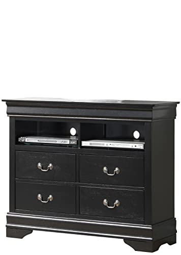 Louis Phillipe Black 4 Drawer Chest of Drawers (42 in L. X 18 in W. X 35 in H.)