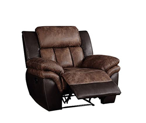 Acme Furniture Jaylen Recliner in Toffee and Espresso Polished Microfiber