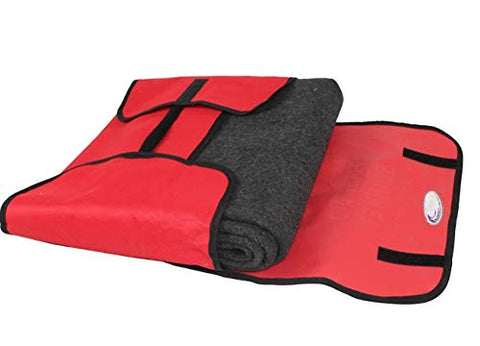 Kemp USA 17&#34; Red, Black, and White Outdoor First-Aid Blanket Bag with 80-Percent Wool First-Aid Blanket