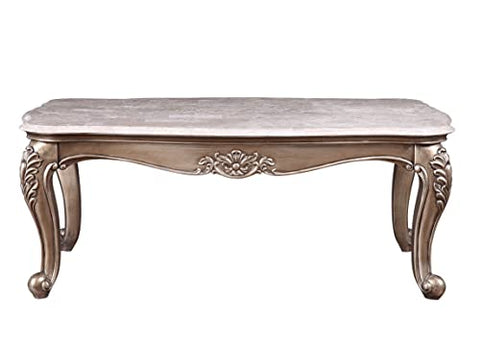 Acme Furniture Jayceon Coffee Table, Marble Top, Champagne