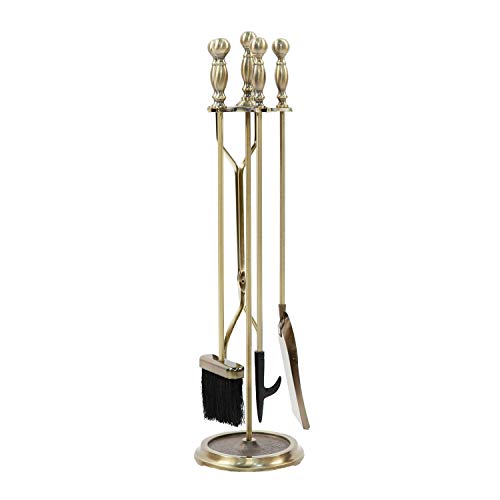 Minuteman International Sutton 5-piece Fireplace Tool Set, Antique Brass