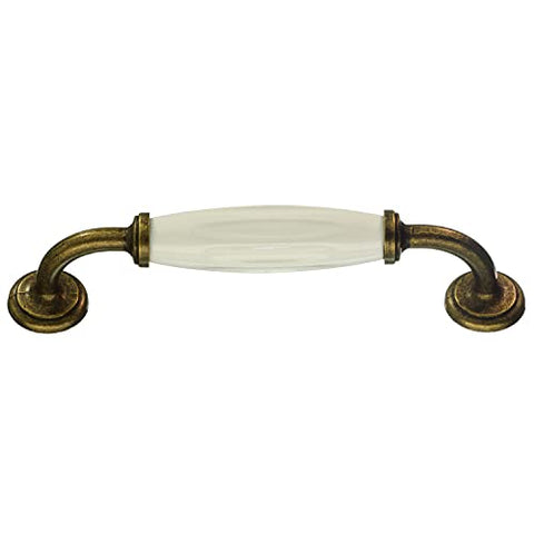 DRAWER HANDLE ANTIQUE BRASS FINISH/WHITE CC 128 MM