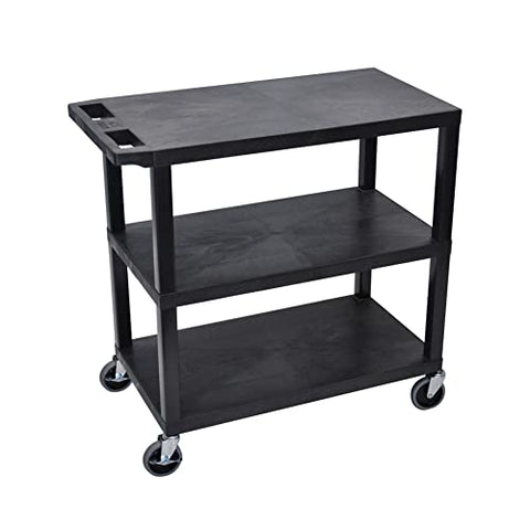 32 in. x 18 in. Cart - Three Flat Shelves - Black