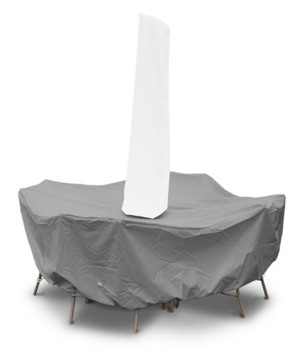 KoverRoos Weathermax 81161 54-Inch Round Table High Back Dining Set Cover with Umbrella Hole, 88-Inch Diameter by 36-Inch Height, Charcoal