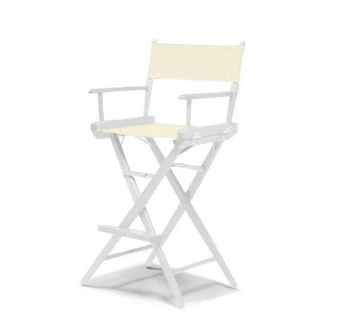 Telescope Casual World Famous Bar Height Director Chair With White Finish and Natural Fabric