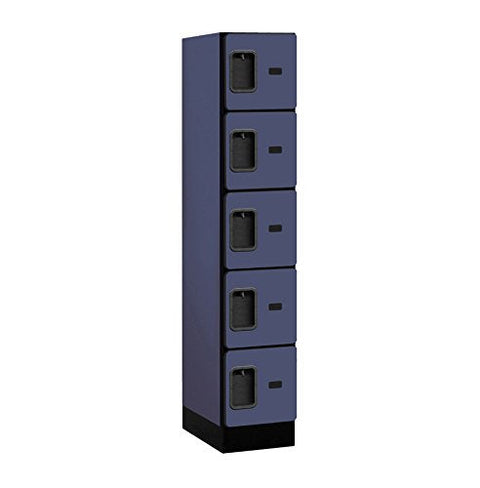 12Inches  Wide Five Tier Box Style Designer Wood Locker - 1 Wide - 5 Feet High - 18 Inches Deep - Blue