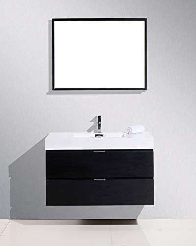 Bliss 40‚Ä≥ Black Wood Wall Mount Modern Bathroom Vanity