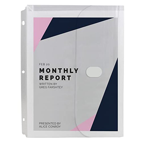 BINDER POCKET 10PK HOOK & LOOP CLOSURE CLEAR
