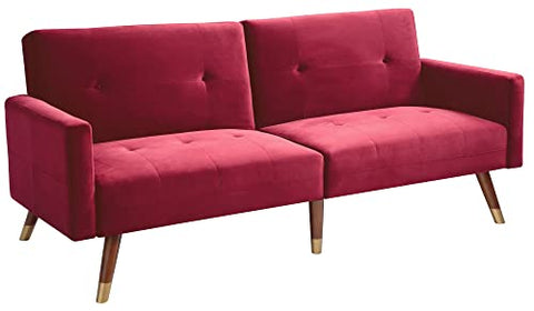 Turin 79 in. Burgundy 2-Seater Recliner Sofa with Wood Legs