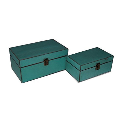 Cheung&#39;s FP-3992-2T Simple Wooden Treasure Box - Teal, Set of 2