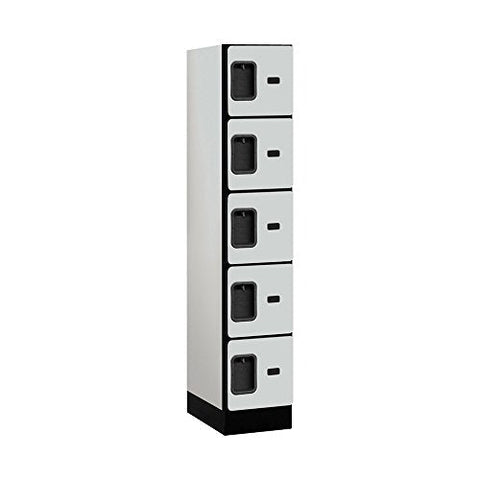 12Inches  Wide Five Tier Box Style Designer Wood Locker - 1 Wide - 5 Feet High - 18 Inches Deep - Gray