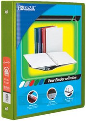 BAZIC 1&#34; Lime Green 3-Ring View Binder w/ 2-Pockets