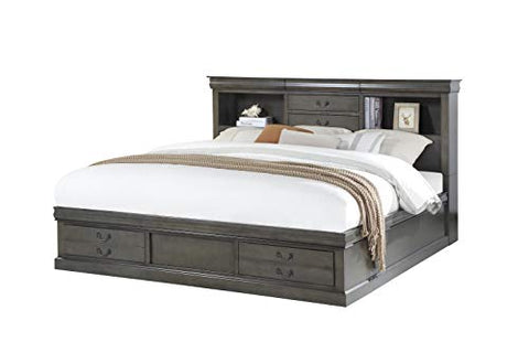 ACME Louis Philippe III Queen Bed - - Dark Gray