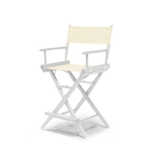 Telescope Casual World Famous Balcony Height Director Chair With White Finish and Natural Fabric