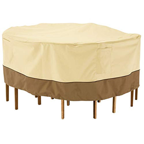 Classic Accessories Veranda Water-Resistant 60 Inch Round Patio Table &amp; Chair Set Cover, Outdoor Table Cover
