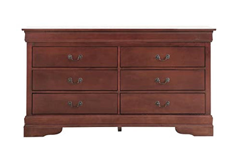 Louis Phillipe 6-Drawer Cherry Double Dresser (33 in. X 18 in. X 60 in.)