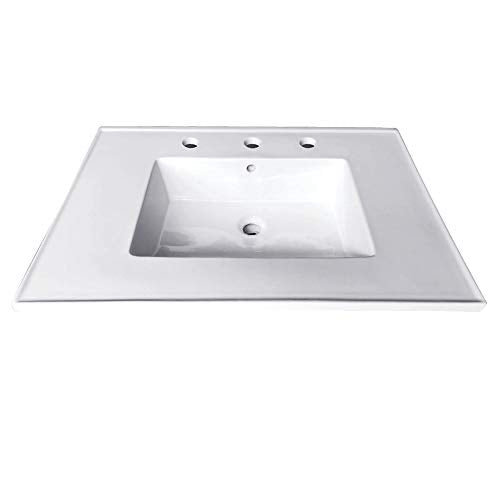 Kingston Brass LBT25227W38 Continental Vanity Sink Top, White