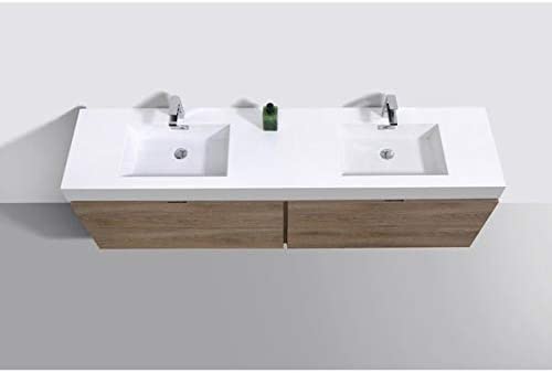 Bliss 72" Double Sink Butternut Wall Mount Modern Bathroom Vanity