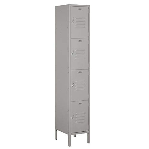 Salsbury Industries 54165GY-U 15&#34; Four Tier Standard, 1 Wide x 6 Feet High x 15 Inches Deep, Unassembled Metal Locker, Gray