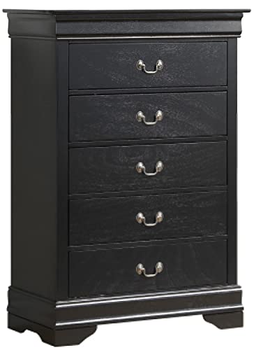 Louis Phillipe Black 5 Drawer Chest of Drawers (33 in L. X 18 in W. X 48 in H.)