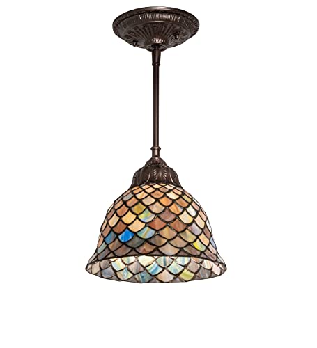 8Inch Wide Tiffany Fishscale Mini Pendant