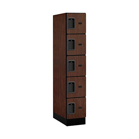 12Inches  Wide Five Tier Box Style Designer Wood Locker - 1 Wide - 5 Feet High - 21 Inches Deep - Mahogany
