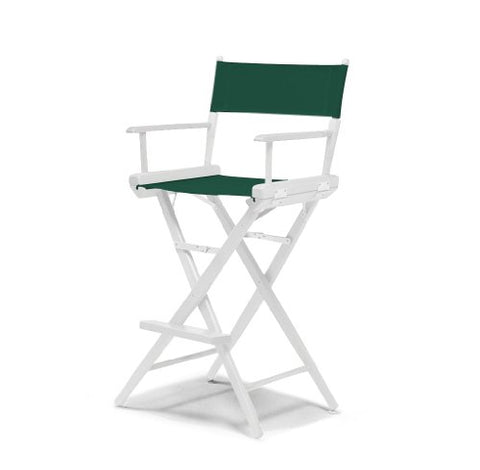 Telescope Casual World Famous Bar Height Director Chair With White Finish and Forest Green Fabric