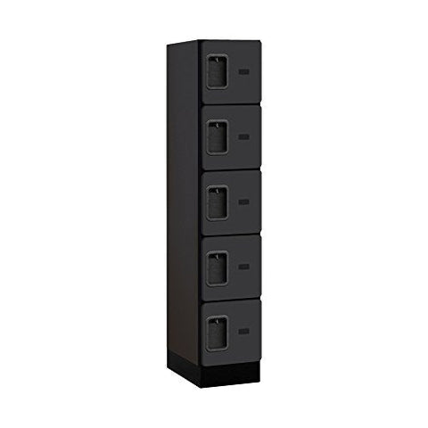 12Inches  Wide Five Tier Box Style Designer Wood Locker - 1 Wide - 5 Feet High - 18 Inches Deep - Black