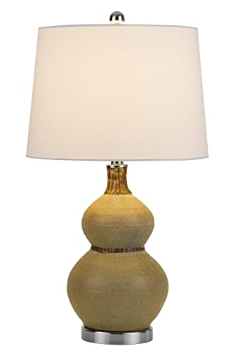 100W Goch Crackle Glass Table Lamp With Taper Drum Hardback Linen Shade  (Priced And Sold As Pairs)