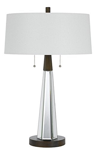60W X 2 Caserta Mirror Table Lamp With Linen Shade - Mirror/Black
