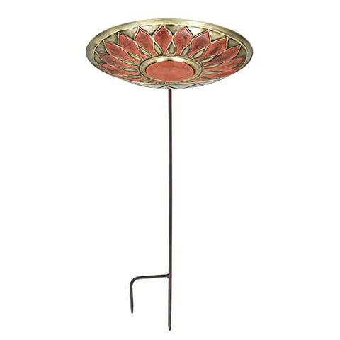 Red African Daisy Birdbath- Stake