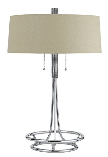 60W X 2 Leccemetal Table Lamp With Burlap Shade - Chrome
