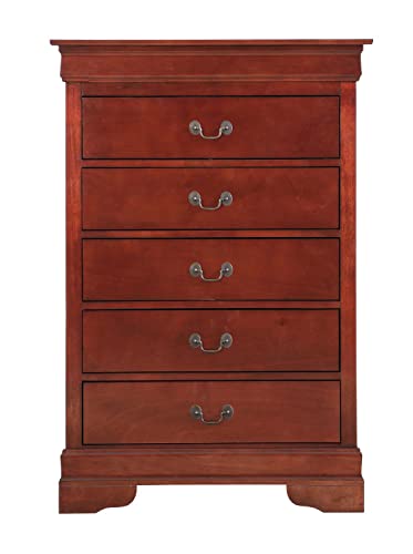 Louis Phillipe Cherry 5 Drawer Chest of Drawers (33 in L. X 18 in W. X 48 in H.)