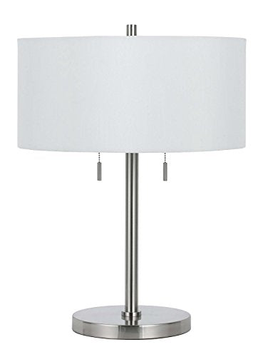 60W X 2 Calais Metal Table Lamp - Brushed Steel