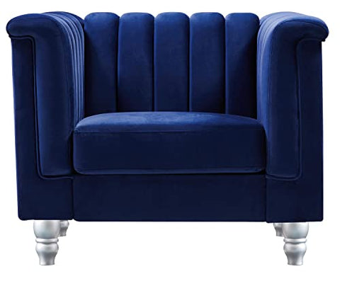 Sunset Navy Blue Vertical Channel Quilted Accent Chair
