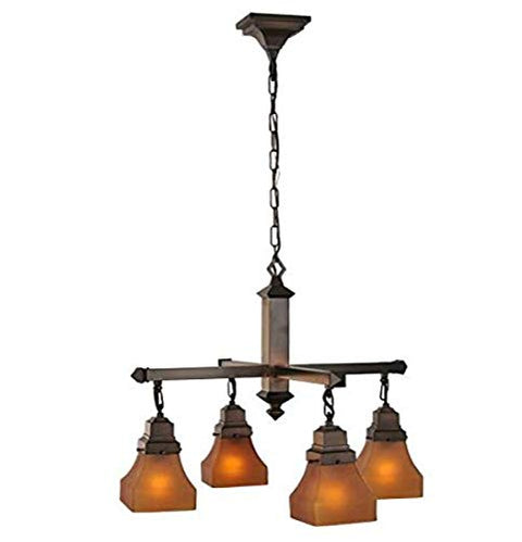 26 inches W Bungalow Frosted Amber 4 LT Chandelier