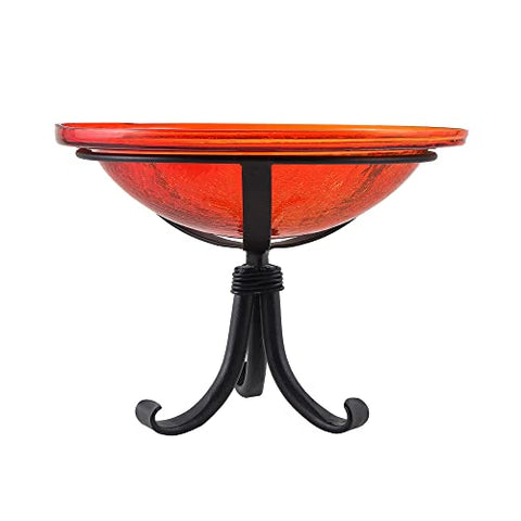12 Red Crackle Birdbath- Tripod Stand