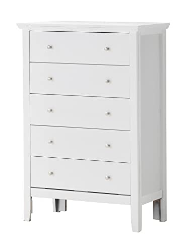 Primo White 5 Drawer Chest of Drawers (32 in L. X 16 in W. X 48 in H.)