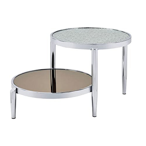 Acme Furniture Abbe Coffee Table, 19&#34; H x 37&#34; W x 24&#34; D, Chrome