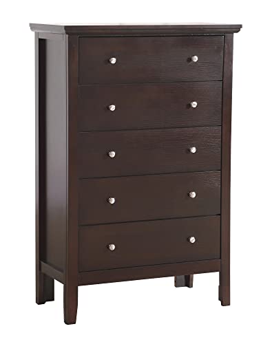 Primo Espresso 5 Drawer Chest of Drawers (32 in L. X 16 in W. X 48 in H.)