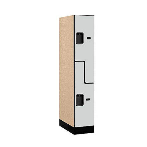 12Inches  Wide Double Tier S Style Designer Wood Locker - 1 Wide - 5 Feet High - 21 Inches Deep - Gray